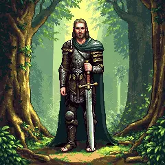 ancient hero in the forest