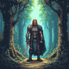 ancient hero in the forest
