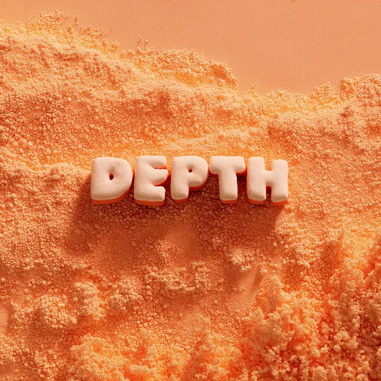 abstract 3D render with the word "DEPTH"