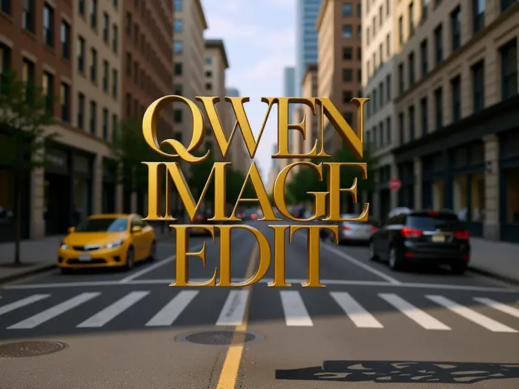 Make the text 3D and gold, it is floating on a city street