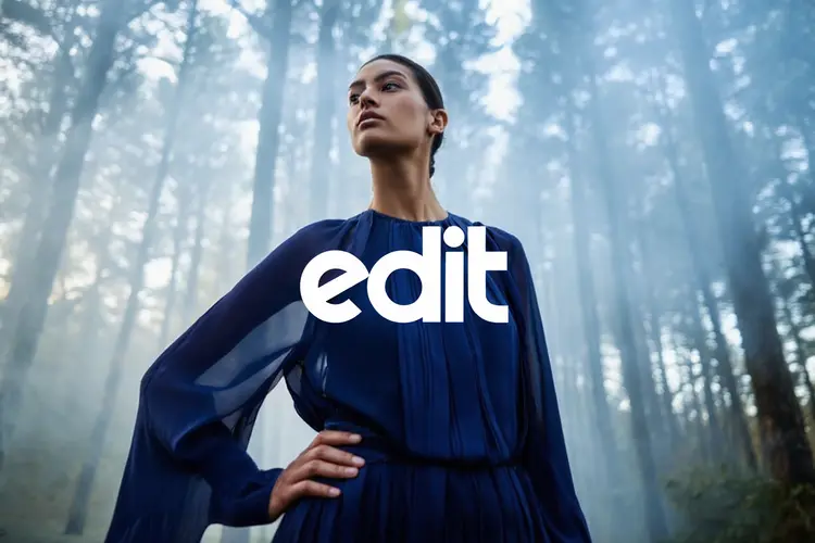 Add "edit" in the middle of this image in a modern font, white text