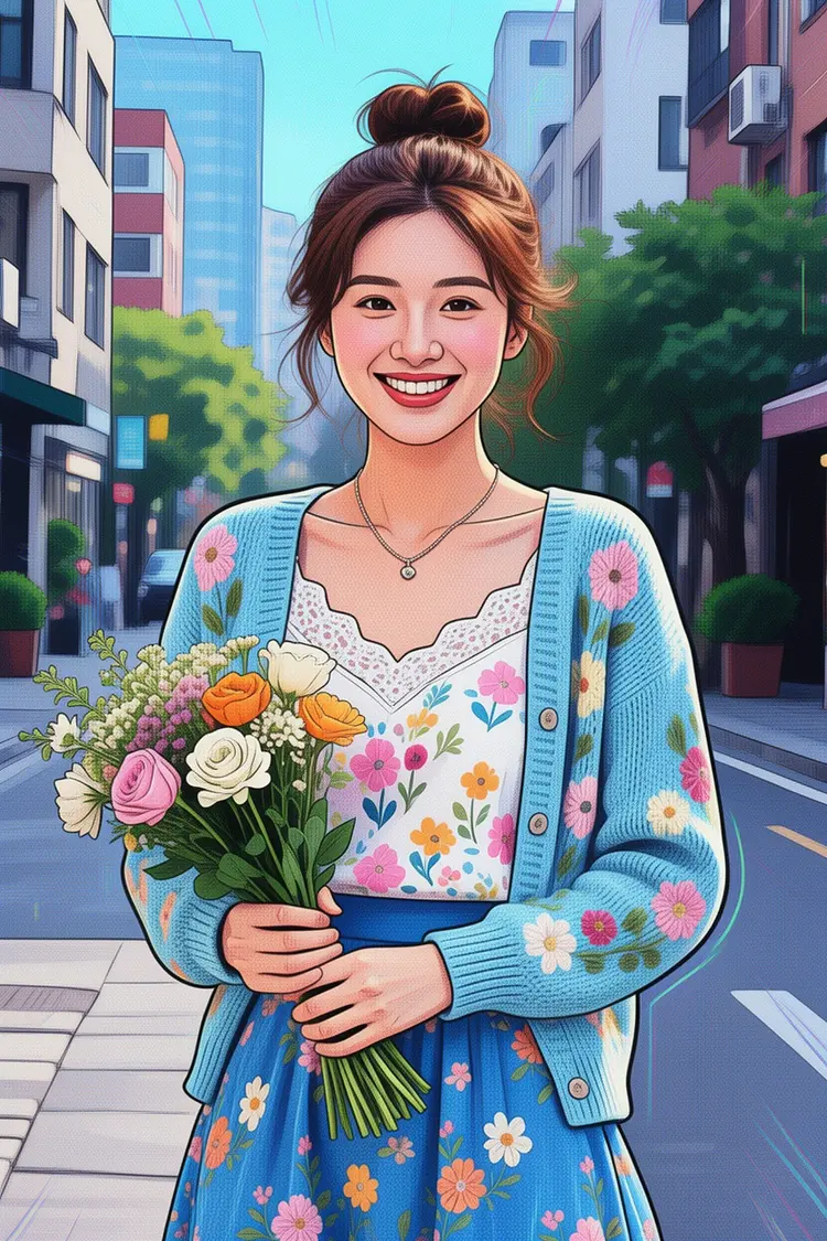 Transform this picture into an American comic style + Pop Art + cyber neon illustration