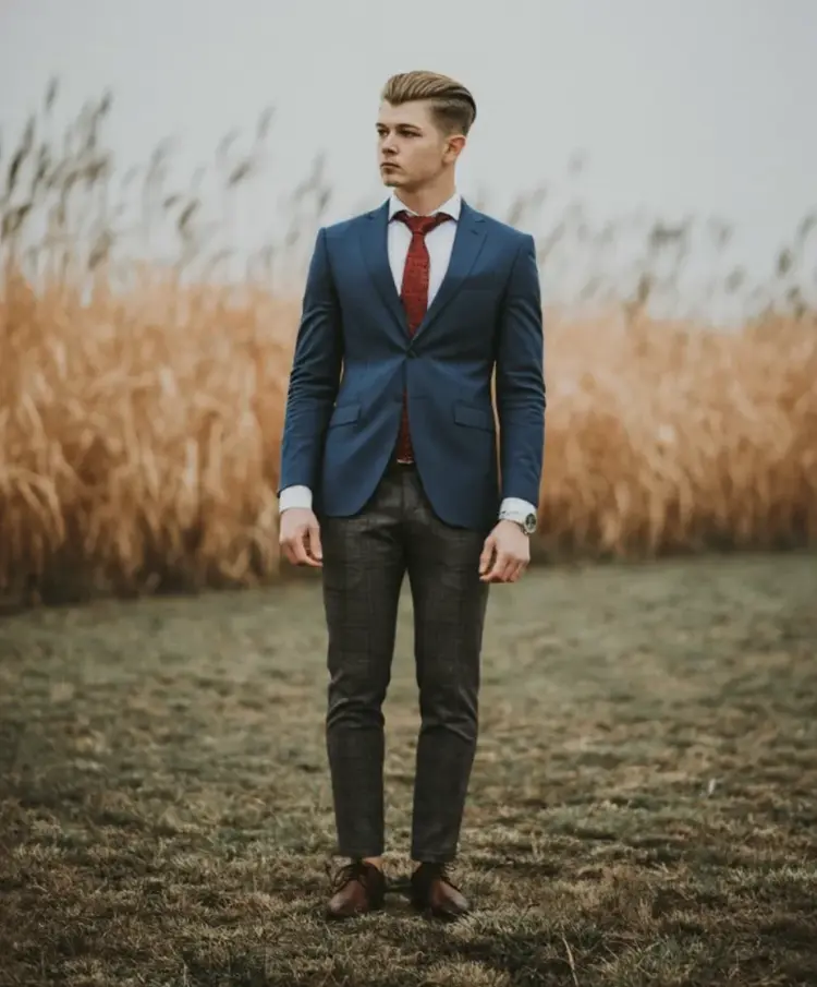 a man in a blue jacket