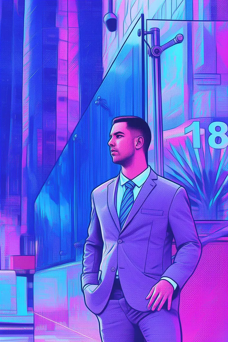 Transform this picture into an American comic style + Pop Art + cyber neon illustration