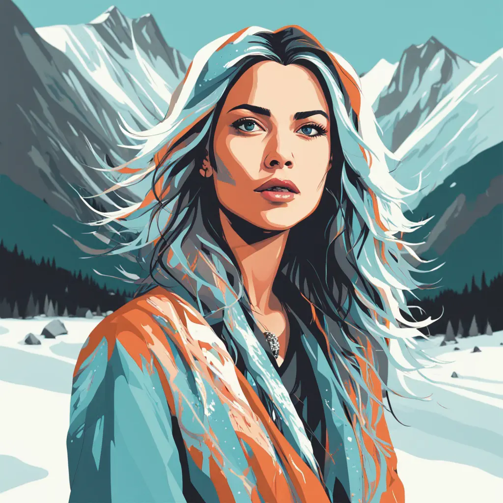 shot in the style of sksfer, a woman in alaska