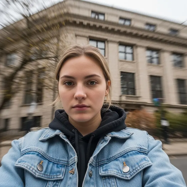 An extremely unremarkable iPhone picture with no clear subject or framing—just a careless snapshot with a slight worm's eye perspective. The photo has motion blur artifacts from being taken carelessly, and mildly overexposed from uneven sunlight. The angle is awkward, the composition nonexistent, and the overall effect is aggressively mediocre—like a photo taken by accident while pulling the phone out of a pocket to take the picture.