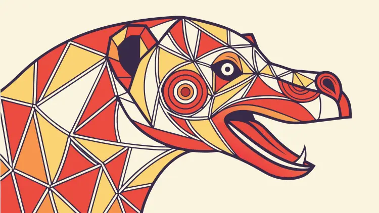 رأس حيوان هندسي تجريدي