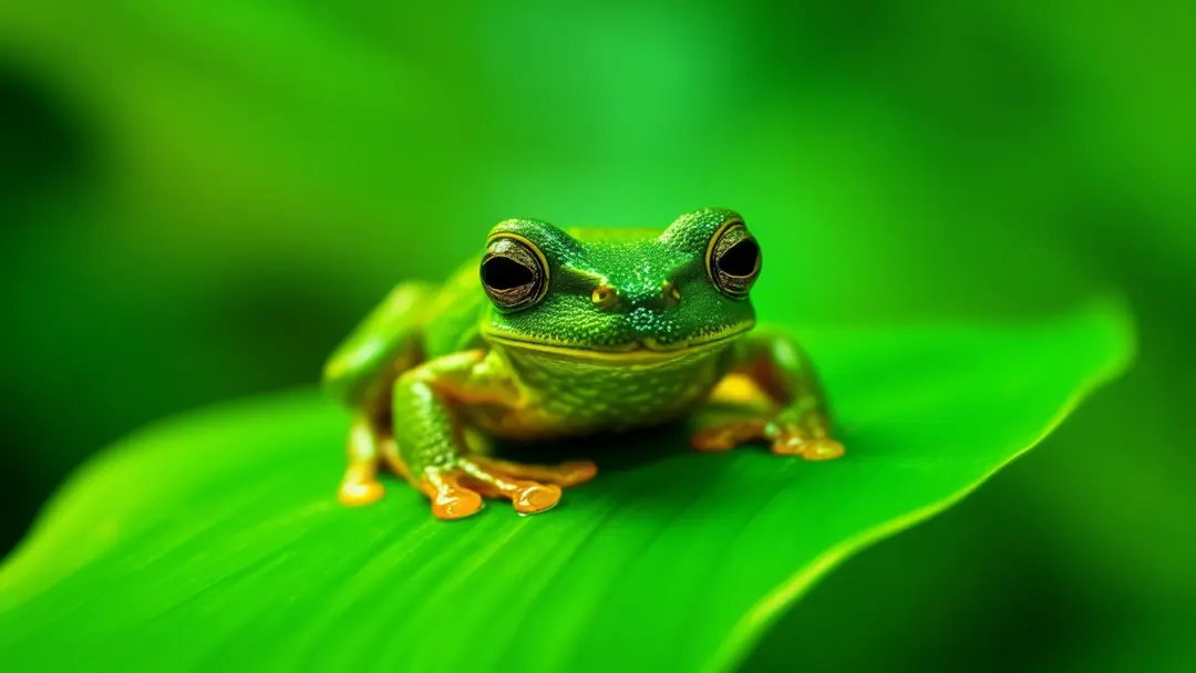 Rainforest tree frog realistic above view
