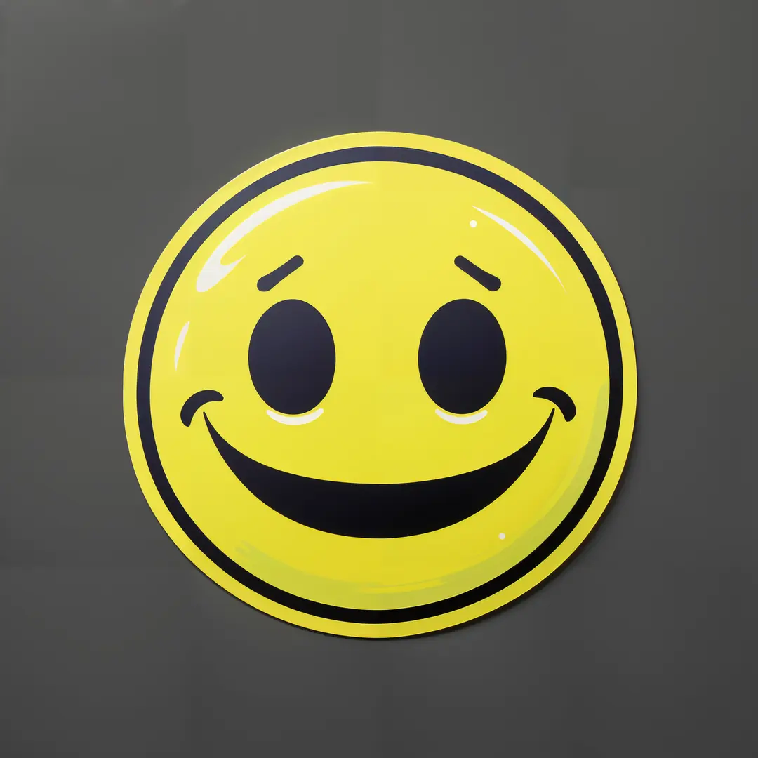 a toxic yellow smiley face, X eyes