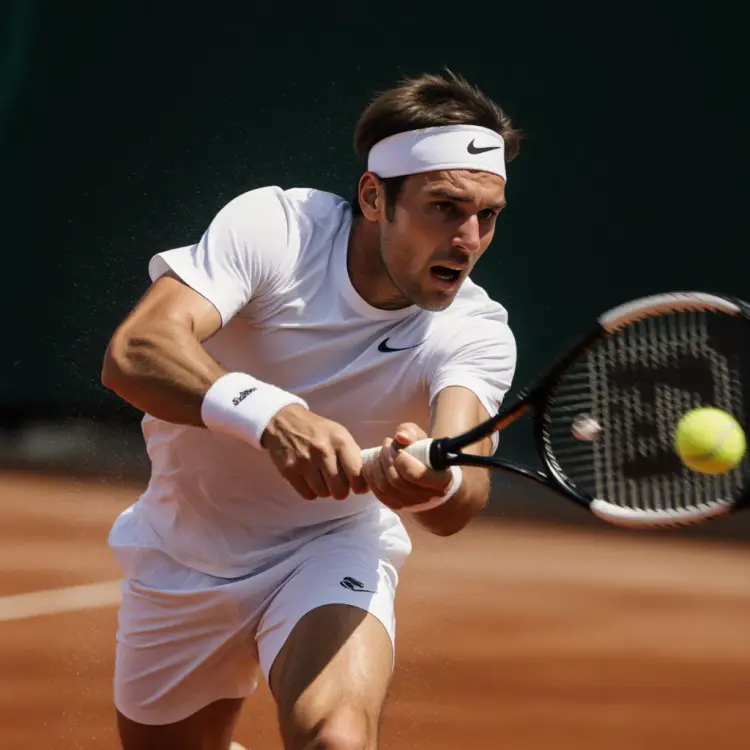 Intense action shot of a tennis player in full motion, artistic sports photography