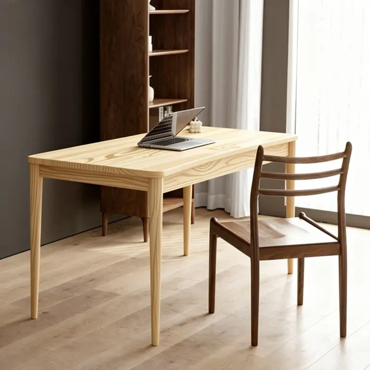 Replace the table top wood in Figure 1 with the light wood material from Figure 2