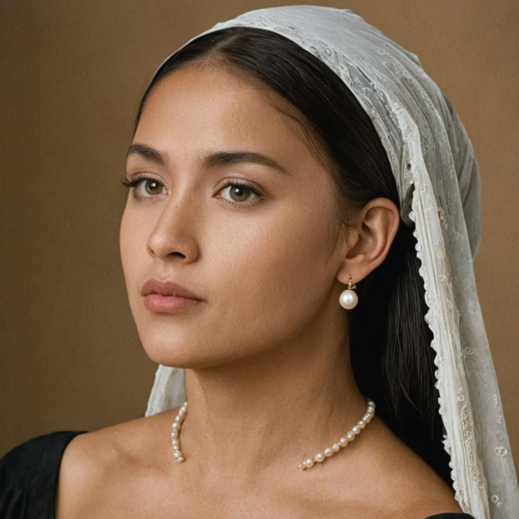 a latina woman with a pearl earring