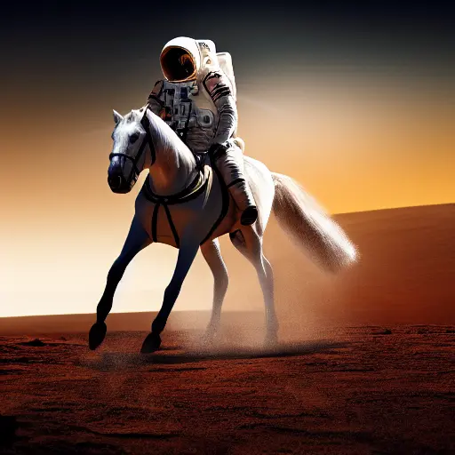 an astronaut riding a horse on mars, hd, dramatic lighting