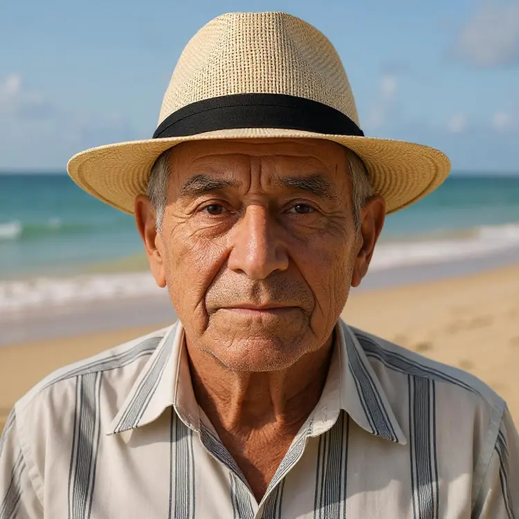 Change the background to a beach while keeping the person in the exact same position, scale, and pose. Maintain identical subject placement, camera angle, framing, and perspective. Only replace the environment around them