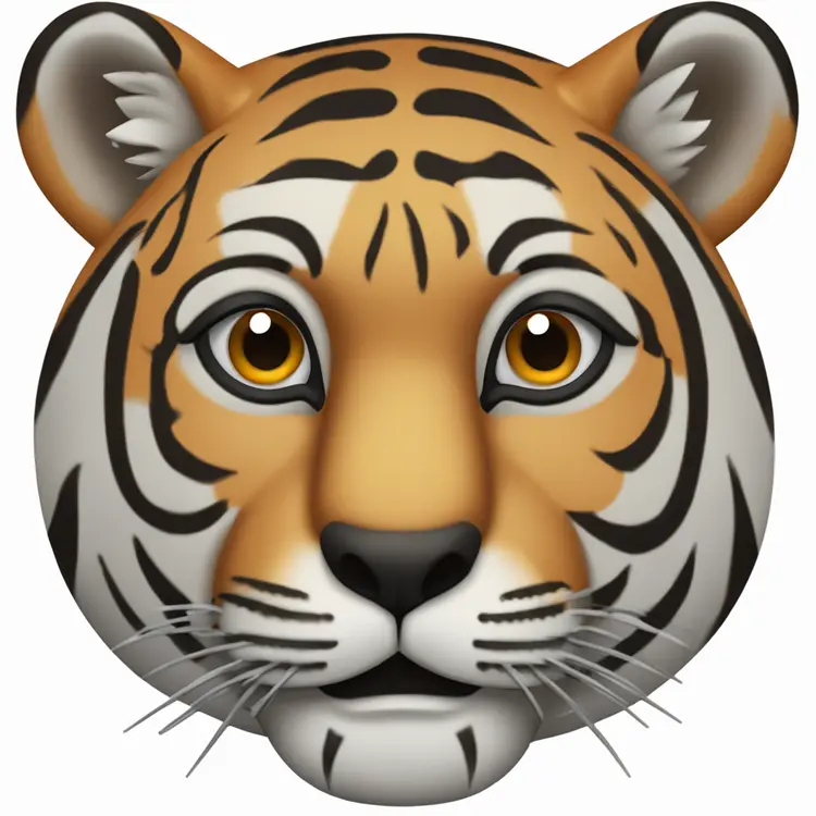 A TOK emoji of a tiger face, white background