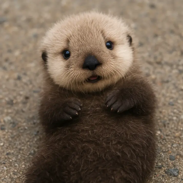 A cute baby sea otter