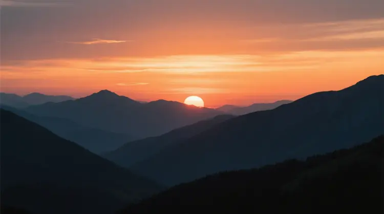 A beautiful sunset over mountains