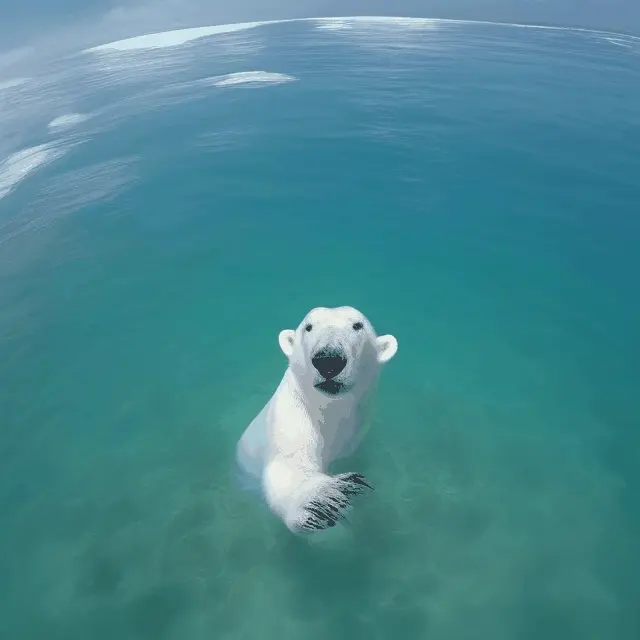 go-pro video of a polar bear diving in the ocean, 8k, HD, dslr, nature footage