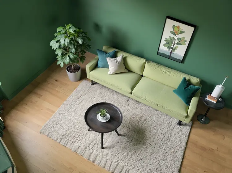 a top down isometric view of @living_room