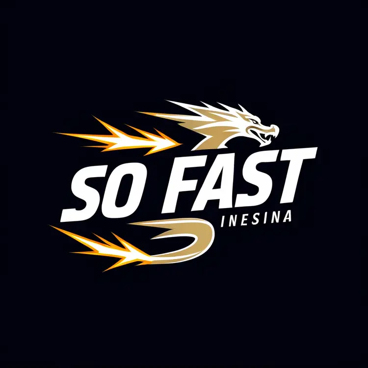 make me a logo that says "So Fast" with a really cool flying dragon shape with lightning sparks all over the sides and all of it contains Indonesian language