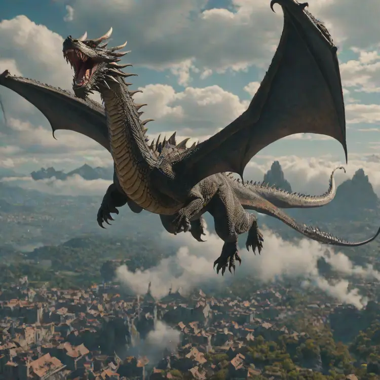 (masterpiece), (extremely intricate:1.3), (realistic), movie screencap, dragon flying through the sky, 8k, 4k, hd