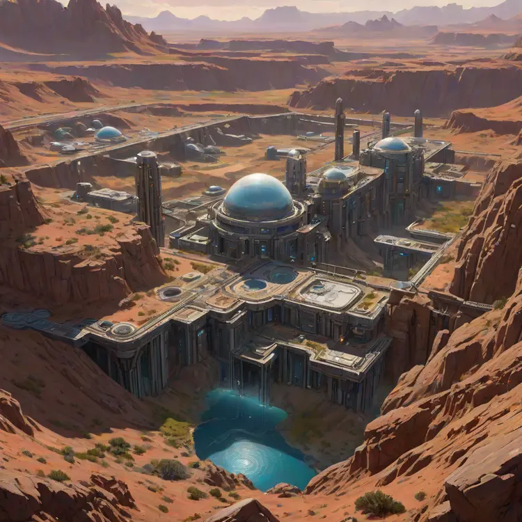 no humans, landscape, oil on matte canvas, sharp details, the expanse scifi spacescape ceres colony, intricate, highly detailed, digital painting, rich color, smooth, sharp focus, illustration, Unreal Engine 5, 8K, art by artgerm and greg rutkowski and alphonse mucha