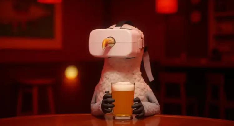 الطائر الآن يجلس في حانة ويستمتع بالبيرة