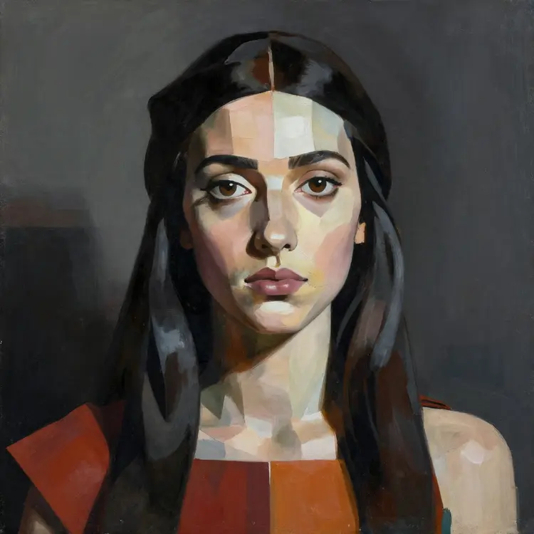 DADADOLL style A portrait with fragmented planes and cubist influences.