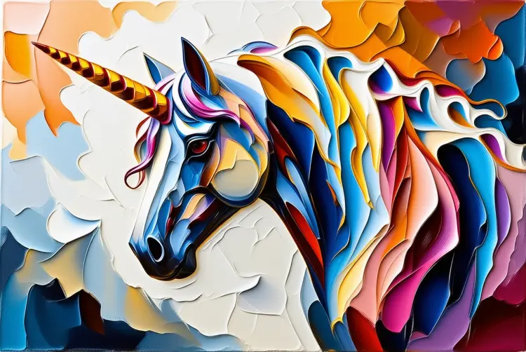An impasto unicorn