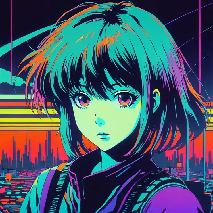 Glitch art. 1980s anime, vintage, analogue horror. ((static and noise)), chromatic aberration