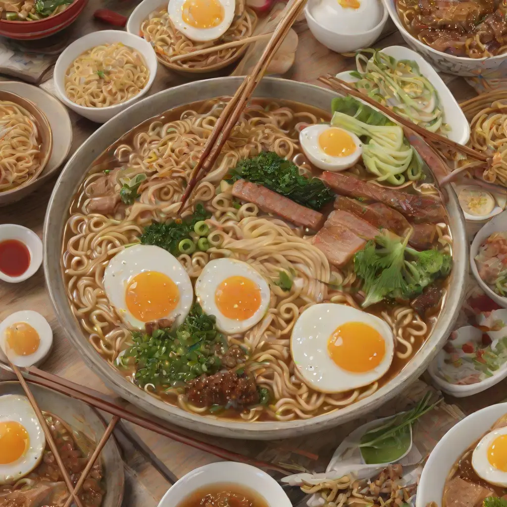 ultra detailed 8k cg, japanese ramen, chopsticks, egg, steam,
