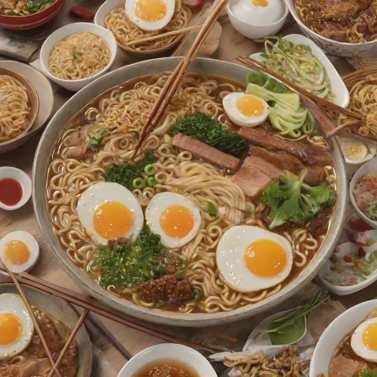 ultra detailed 8k cg, japanese ramen, chopsticks, egg, steam,