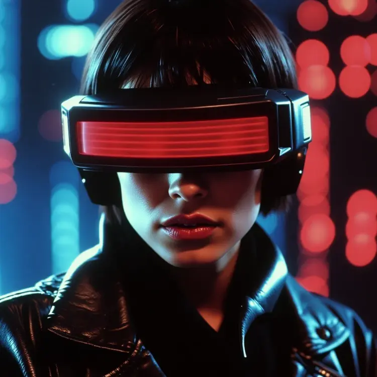 style of 80s cyberpunk, a portrait photo