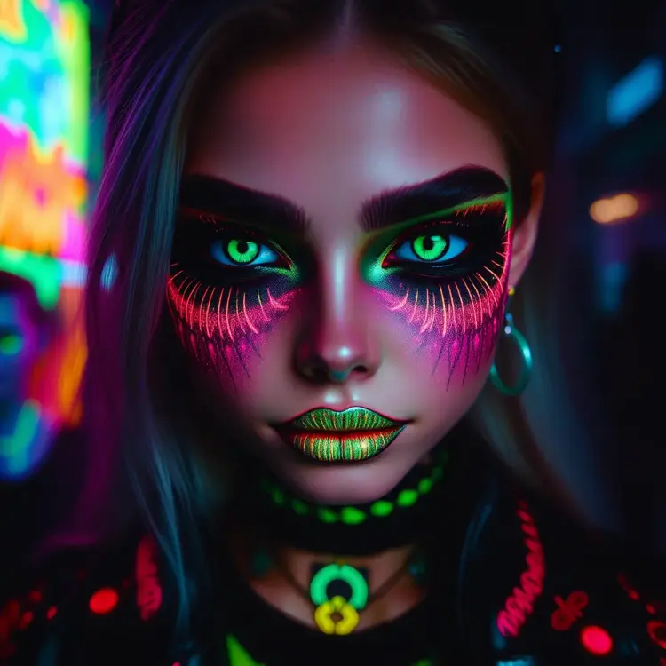 a closeup BLKLGHT portrait photo of a cyberpunk